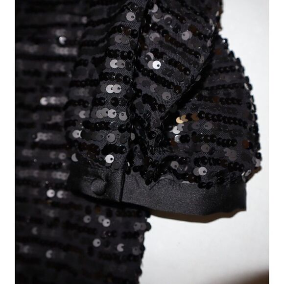 Karl Lagerfeld LD1IO134 Women's Sz 0 Black Sequin Puff Sleeve Shift Dress - Picture 7 of 10